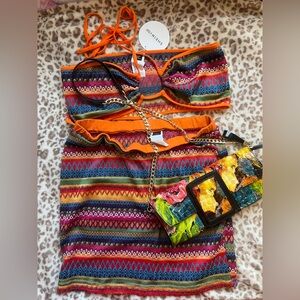 🏖️ Colorful Boho Matching Set + Statement Bag BUNDLE 🌞 Size 1X 🌞 Vacay Vibes